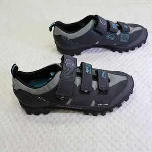 Bontrager Women 9.5 Race Mountain Cycling Shoes Gray Teal MTB SPD Cleats 408747
